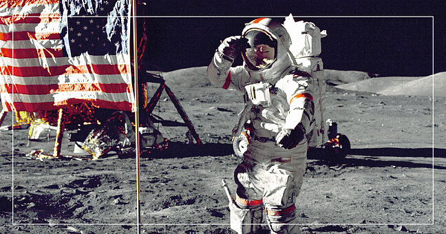 Amerikanischer Astronaut auf dem Mond