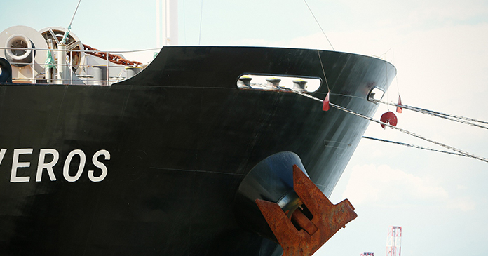 Großaufnahme eines Containerschiffes